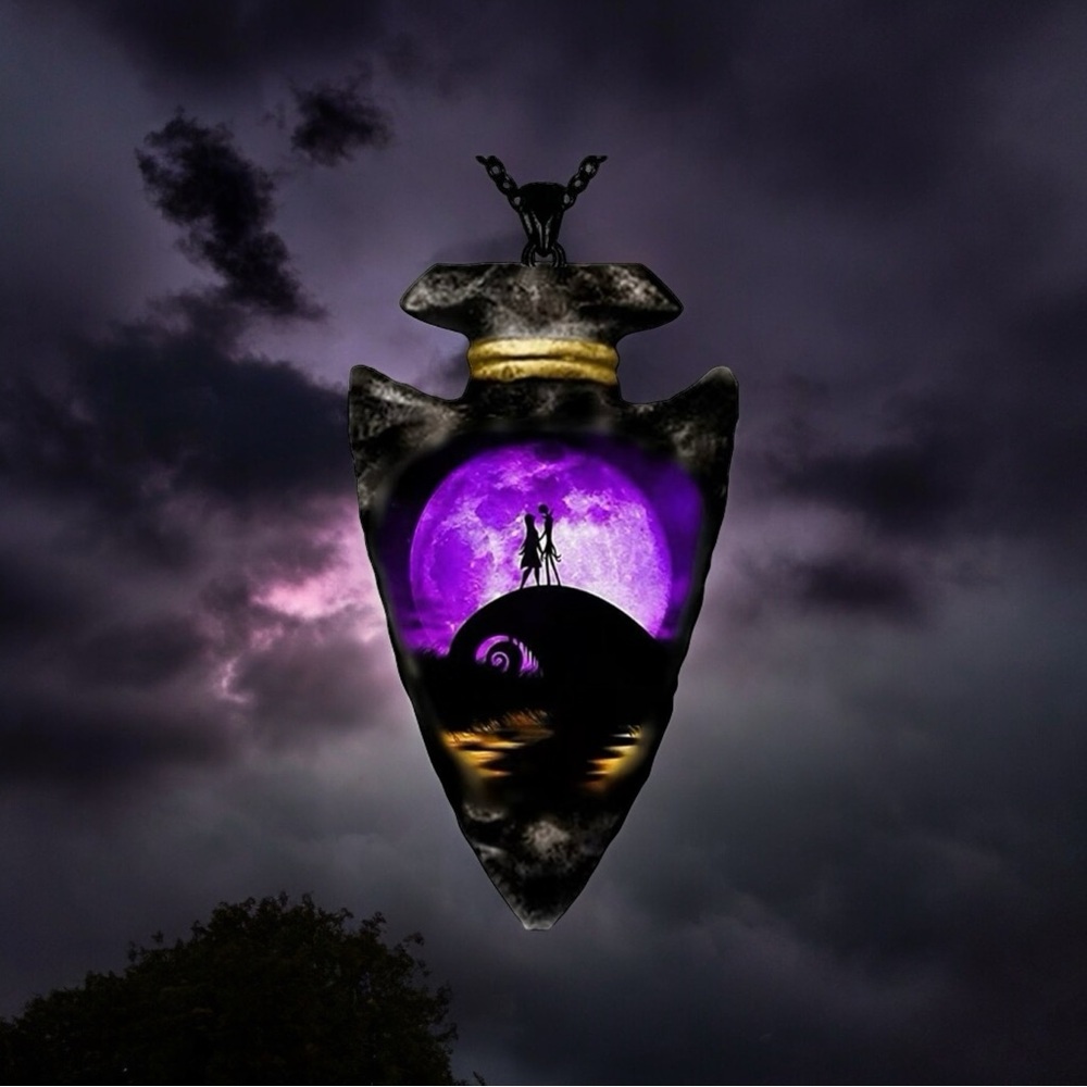 The Nightmare Before Christmas Inspired Jack & Sally Triangle Pendant‎ Ne…